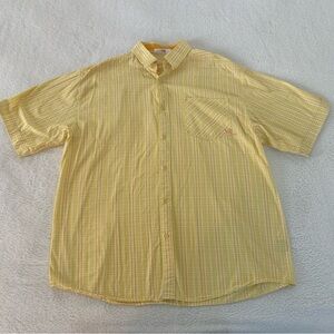 Men’s 2X ROCAWEAR Y2K Yellow White Plaid Short Sleeve Button Front Collared Top